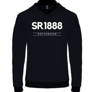 Voorkant zwarte SR1888 hoodie basic new line