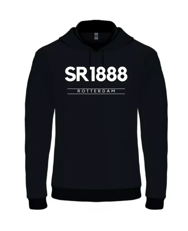 Voorkant zwarte SR1888 hoodie basic new line